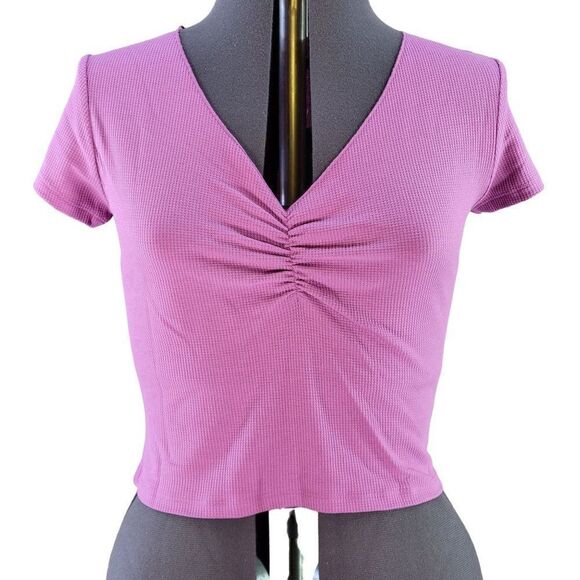 Wild Fable Pink Cinch Front Thermal Baby T-Shirt Sz L - Picture 1 of 7